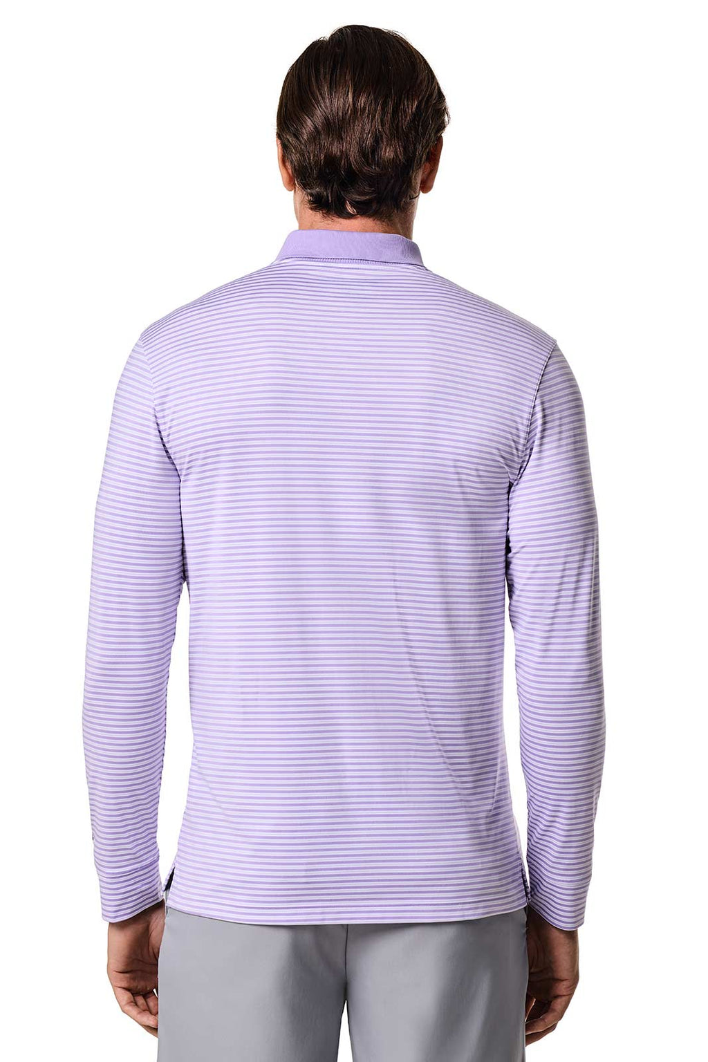 Men's Erodym Long Sleeve Sports Polo | Lavendula/White Stripe