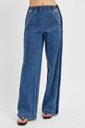 RISEN Full Size Elastic Waist Wide Leg Jeans Plus Size Women