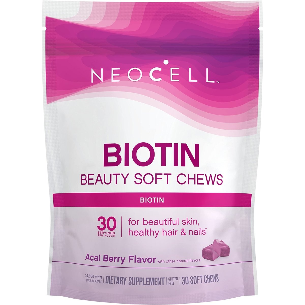 NeoCell Biotin Beauty Soft Chews - Acai Berry Flavor - 30 Count